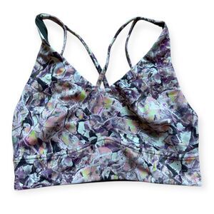 Womens Lululemon Flow Y Bra Nulu Terrazo Glaze Racerback Light Support - Sz 8